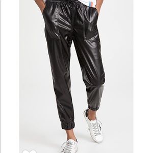 Black Faux Widow Leather Joggers